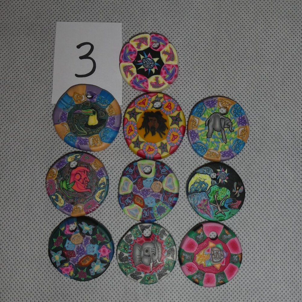 FIMO Clay Pendants Assorted Designs Pack of 10 - Picture 5 of 10